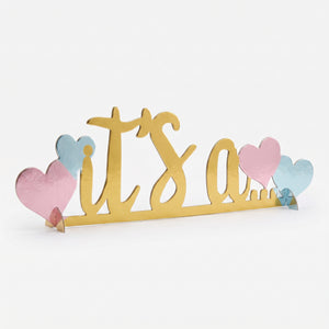 "It's a..." Gold Table Centerpiece for Gender Reveal, 14-Inch