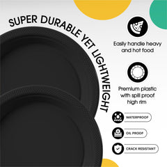 7 In. Black Plastic Plates | Case of 600