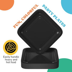 9 In. Black Square Paper Plates - 20 Ct.