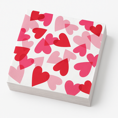 Valentine's Day Heart Party Paper Lunch Napkins - 40 Pack - 6.5 In. X 6.5 In.