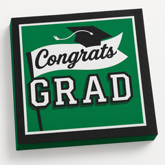 "Congrats Grad!" Green Luncheon Napkins - 40 Pack, 2-Ply, Graduation Party