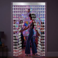 Disco Foil Doorway Curtain with Hanging Disco Balls