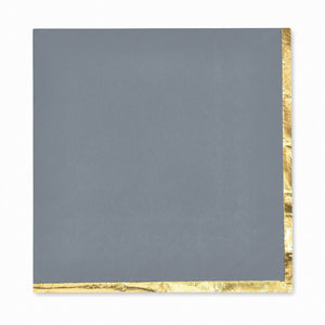 Dark Gray Luncheon Napkins with Gold Foil Stamping - 6.5 in. x 6.5 in.