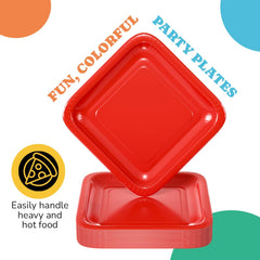9 In. Red Square Paper Plates - 50 Ct.