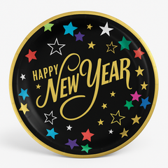 Starlight "Happy New Year" 10-Inch Round Paper Plates, 20-Pack