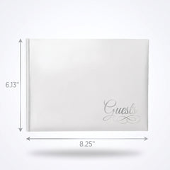 Elegant White Guest Book with Silver Detail for Weddings