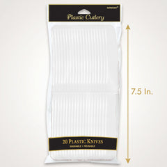 Frosty White Economy Plastic Knives - Pack of 20 - 7.5 in.