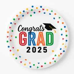 Colorful Graduation 2025 Celebration Plates
