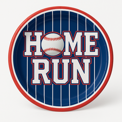 Home Run Baseball Party Plates - 7" Round, 20ct
