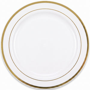 Elegant Gold-Trimmed Premium Plastic Dinner Plates - 10.25", 20 Pack