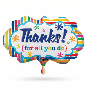 Colorful "Thanks for All You Do" Foil Balloon