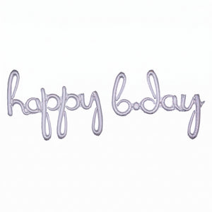 Silver Holographic "Happy B-day" Script Balloon