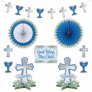 Blue Sacraments Communion Room Decor Kit - 10 Piece Set for Religious Celebrations