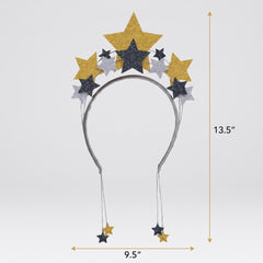 New Year's Eve Dangling Star Headband - Black, Silver & Gold