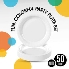 9 In. White Paper Plates - 50 Ct.