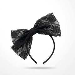 80s Lace Bow Headband - Retro Costume Accessory