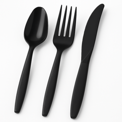 Black Plastic Cutlery Assortment - 32 Count