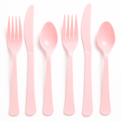 New Pink Heavy-Duty Plastic Cutlery Set - 24 Count