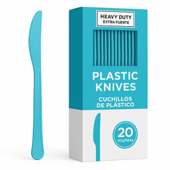 Caribbean Blue Heavy Duty Plastic Knives - 20 Pack