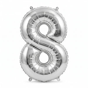 Silver Foil Air-Filled Number 8 Balloon