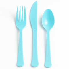 Light Blue Heavyweight Plastic Cutlery Set - 7.5 in. - 24 Count