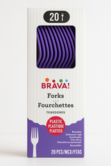 Vibrant Purple Plastic Forks - Pack of 20