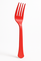 Red Heavy-Duty Plastic Reusable Forks, 50-Pack - 7.5 in.