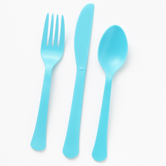 Brava! Caribbean Blue Plastic Cutlery Set - 24 Count