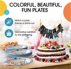 9 In. Birthday Print Paper Plates - 50 Ct.