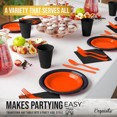 350 pcs Halloween Disposable Tableware Set -Orange and Black