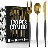 Trendables Cutlery Combo Black/Gold | 120 Count