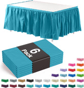 Turquoise Plastic Table Skirt | 6 Pack