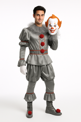 Adult Pennywise Tattered Clown Halloween Costume with Mask