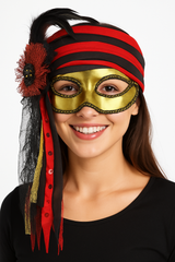 Pirate Masquerade Feathered Mask for Halloween