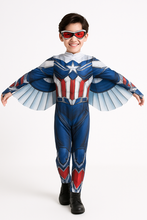 Marvel Falcon and Winter Soldier Sam Wilson Kids Costume with Wings & Mask - Child M (8-10)
