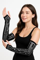 Cyberpunk Long Arm Gloves for Adults - Black Futuristic Halloween Accessory