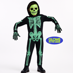 Glow-in-the-Dark Skeleton Costume for Boys - Child S (4-6)
