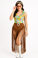 Groovy Fringe Hippie Costume Dress - L/XL