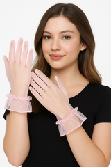 Pink Mesh Halloween Gloves - Adult Costume Accessory