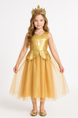 Enchanting Girls' Golden Goddess Halloween Costume