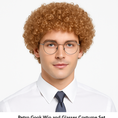 Retro Geek Wig and Glasses Costume Set