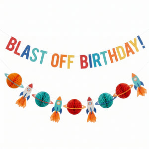 Blast Off Birthday Rocket Garland Banner Kit