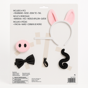 Kids' Pig Sound Costume Kit with Headband, Bow Tie, Tail & Nose - One Size