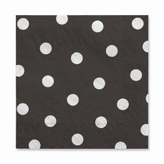 Jet Black Polka Dot Luncheon Napkins - 6.5 In. X 6.5 In.