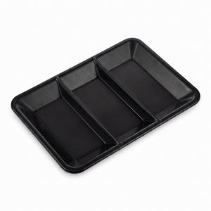 Black Plastic Compartment Serving Tray - 14.25" x 9.5"