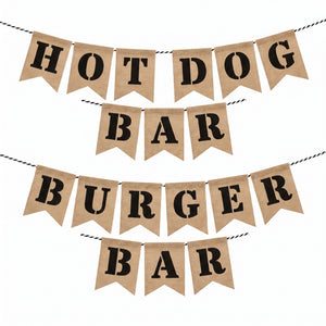 Reversible Burger & Hot Dog Bar Burlap Banner - 9 ft