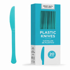 Caribbean Blue Heavy Duty Plastic Knives - 7.5 in. - 20 Pack