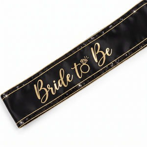 Glamorous "Bride To Be" Sequin Sash in Black and Gold