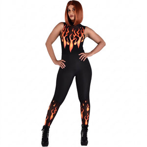 Fiery Devil Flames Catsuit Costume - Adult L/XL
