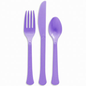 Lavender Heavyweight Plastic Cutlery Set - 7.5 in. - 24 Count